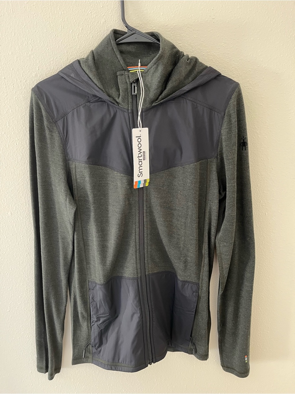 Smartwool Men's Hoodie in Olive Heather and Charcoal